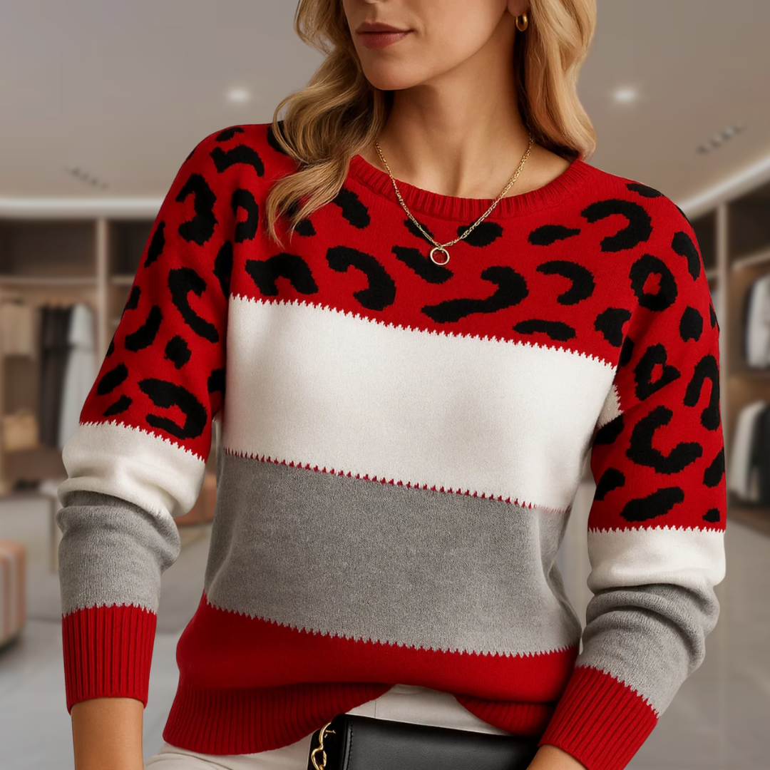 Women’s Leopard Colour Block Sweater | Tania